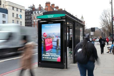 AliExpress sign on bus stop