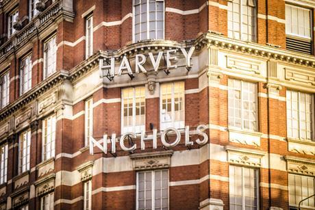 Harvey Nichols Knightsbridge store sign in daytime