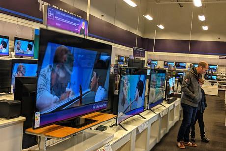Screens in a Currys store