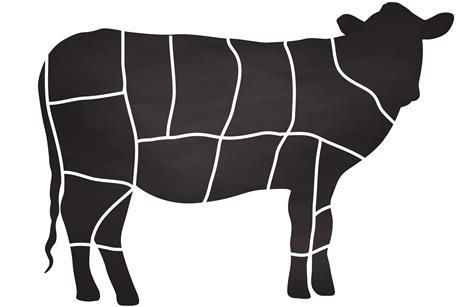 Beef butcher cuts - stock illustration