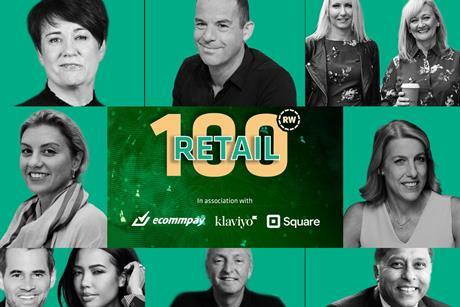 Collage of people from the Retail 100 report. Text reads: Retail 100, in association with Ecommpay, Klaviyo and Square