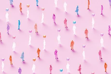 Workers with AI signs