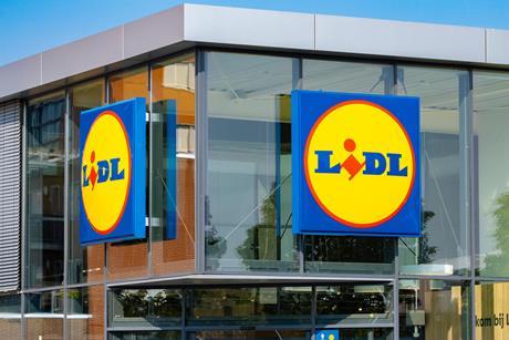 Lidl logo on supermarket building