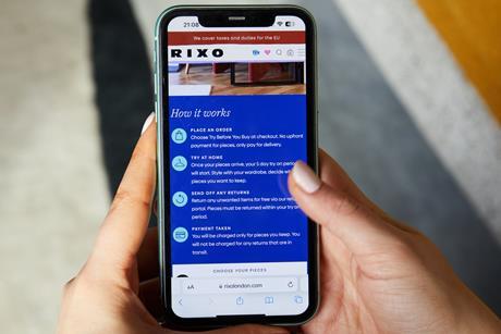 Phone showing Rixo Try Before You Buy service