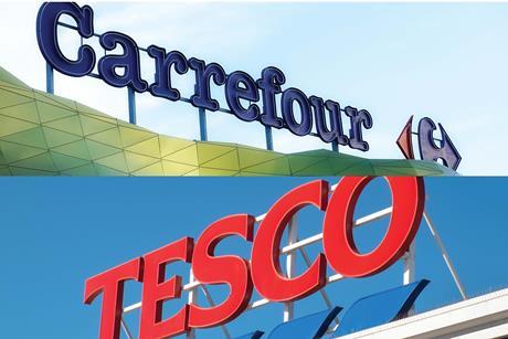 Carrefour and Tesco logos side by side