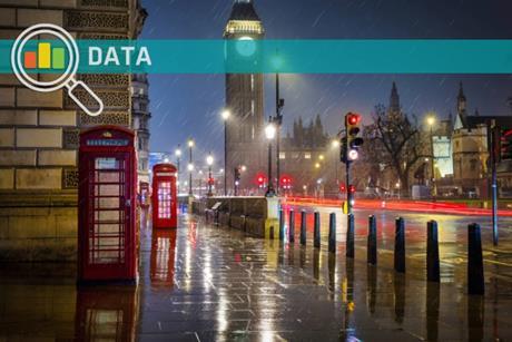 Big Ben clock tower in London with data banner