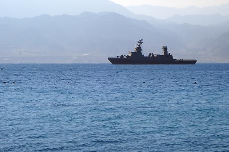 Naval ship in Strait of Hormuz and Red Sea