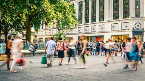 Shoppers on a busy day on the high street