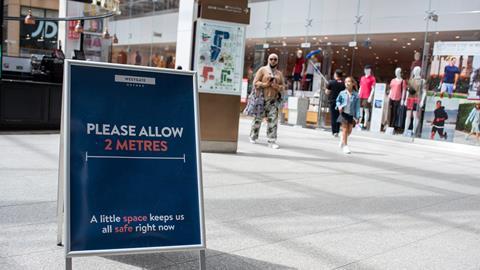 Shopping centre social distance sign