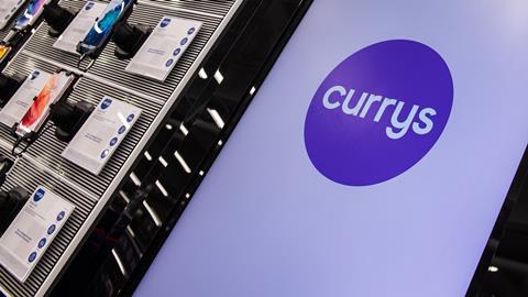 Currys logo on screen in store