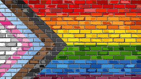 Pride flag painted on wall