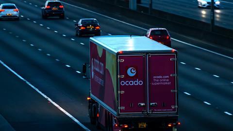 Ocado van on evening road