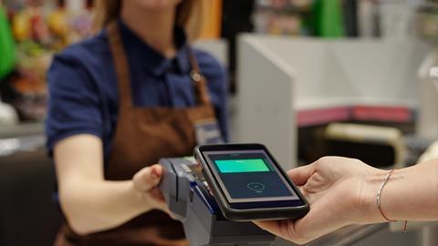 Customer making a payment with mobile