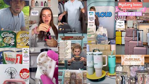 Collage made up of various live shopping channels