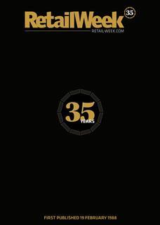 Front cover in black and gold reading: 'Retail Week 35 years, first published 19 February 1988'