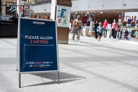 Shopping centre social distance sign