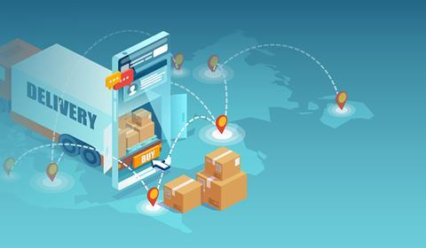 Global online delivery illustration