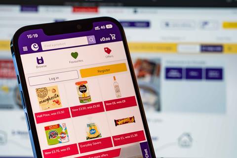 Ocado app showing grocery shopping