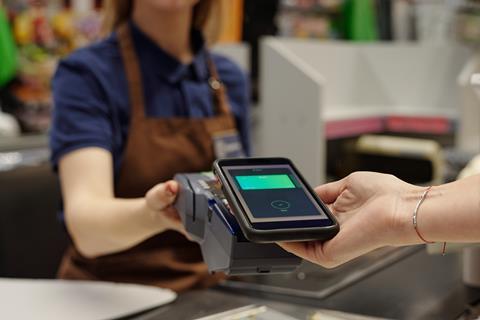 Customer making a payment with mobile