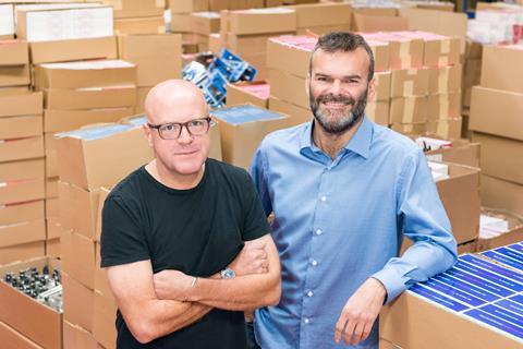 Lovehoney co-owners Neal Slateford (L) and Richard Longhurst (R) in the Lovehoney warehouse in Bath