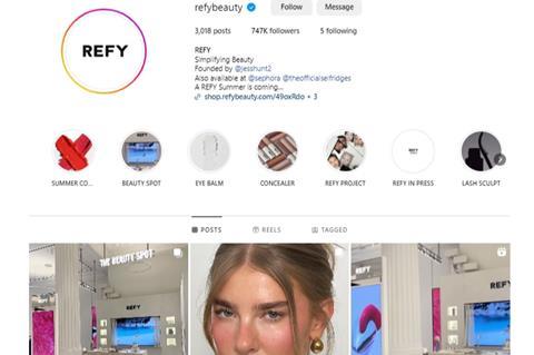 Refy Instagram screenshot