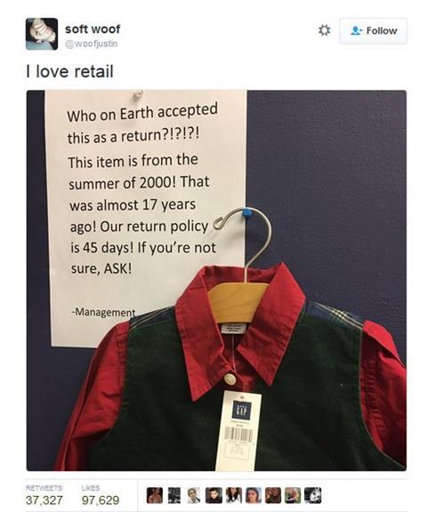 Clothing returned to Gap after Christmas