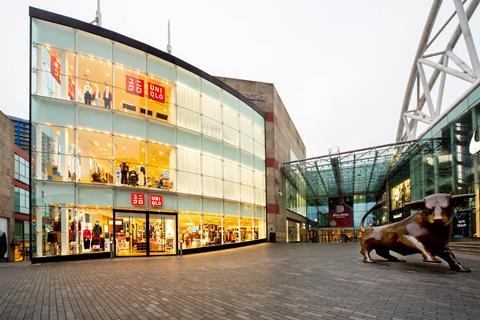 Uniqlo Birmingham store front in daytime