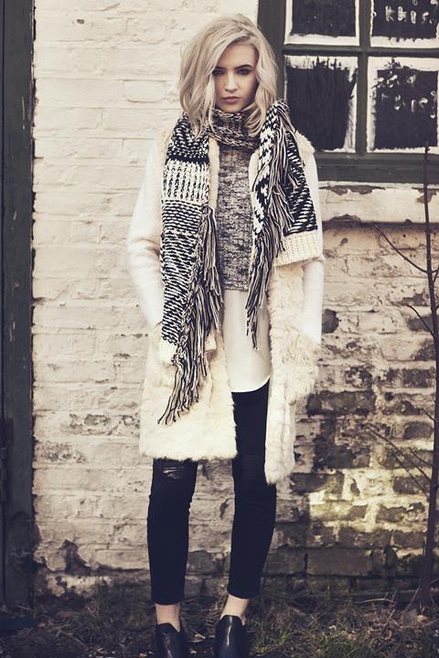 Model wearing raincoat