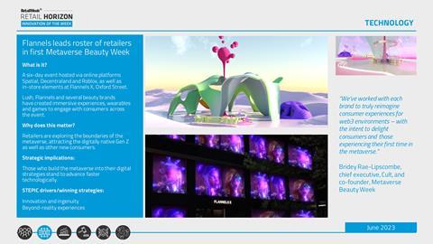 Flannels leads roster of retailers in first Metaverse Beauty Week