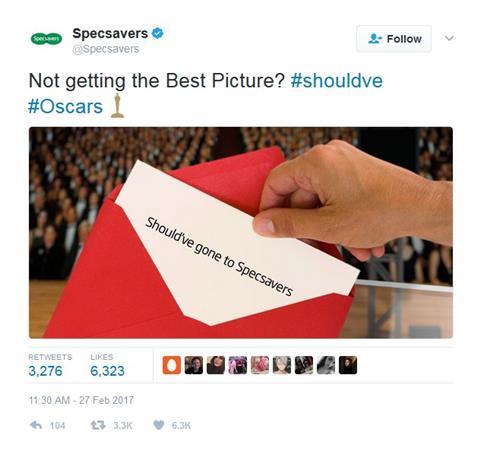 Specsavers oscars tweet