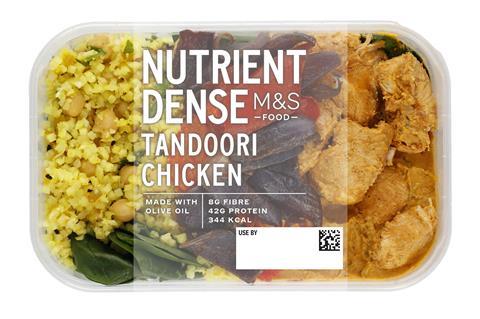 Packet of Marks & Spencer Nutrient Dense tandoori chicken