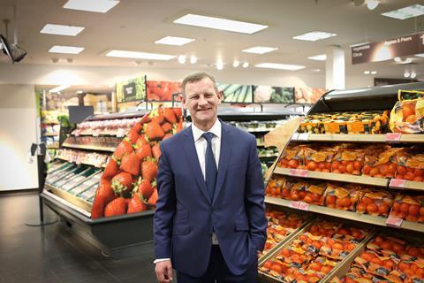 Steve Rowe at fresh fruit aisle in an M&S store