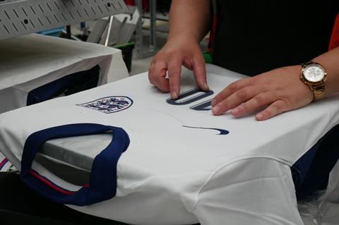 England shirt being printed