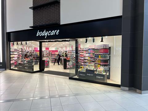 Bodycare store exterior in shopping centre