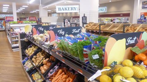 Mid-shop fruit and veg display