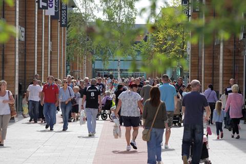 Shopping centre in sunny weather