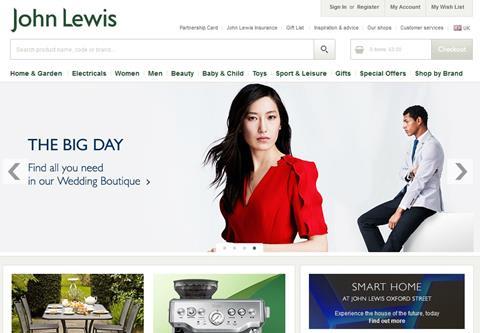 John Lewis online homepage