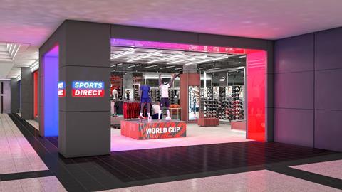 Exterior of Sports Direct Manchester store
