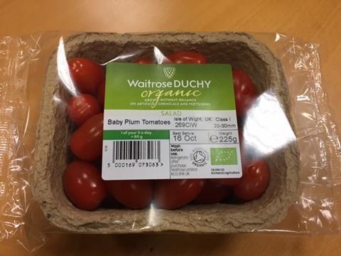 Waitrose tomato punnet packaging