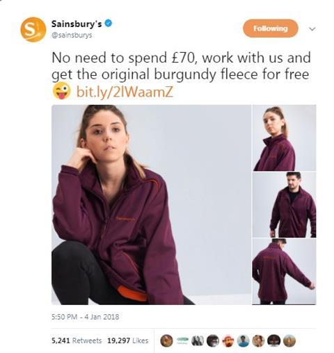Sainsburys fleece tweet