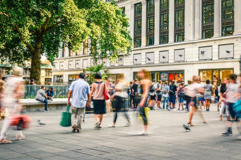 Shoppers on a busy day on the high street