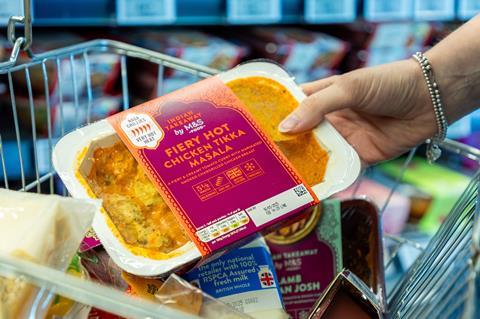 M&S paper fibre alternative ready meal tray containing chicken masala