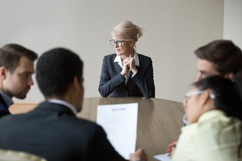 Older woman at job interview