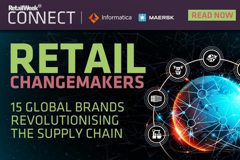 Graphic of a globe with text reading: 'Retail Week Connect, Informatica, Maersk: Retail Changemakers: 15 global brands revolutionising the supply chain – read now'