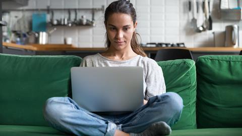 Woman on laptop at home