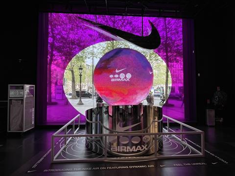 The Nike flagship on the Champs Elysees in Paris showcases AI-generated instore theatre