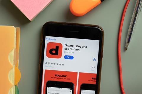 Depop app on phone screen
