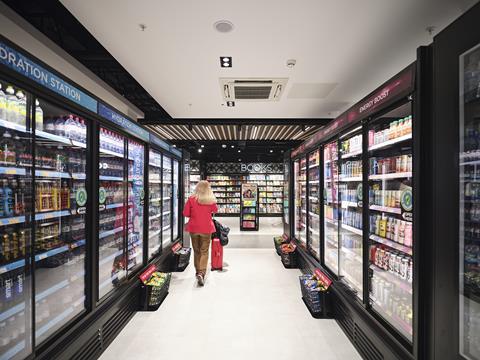 WHSmith Birmingham Airport drink fridges and book shelves