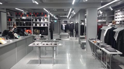 Menswear is more prominent on the ground floor in H&M's new fascia Arket