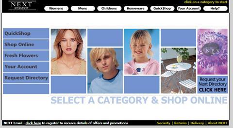 Next's website in 2002 site was basic, but the relationship with the catalogue was very clear